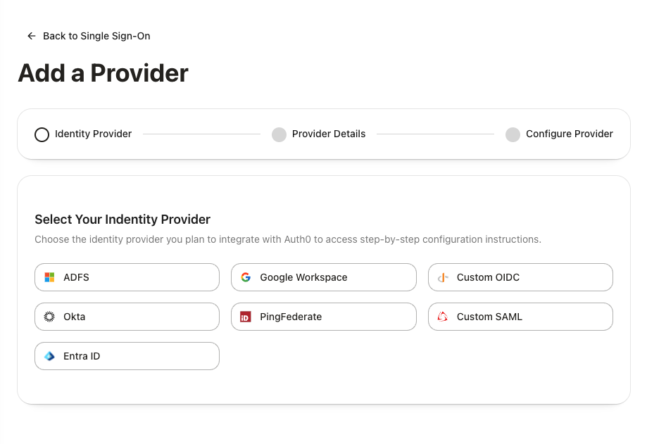 SSO Provider Create Component Loading Preview